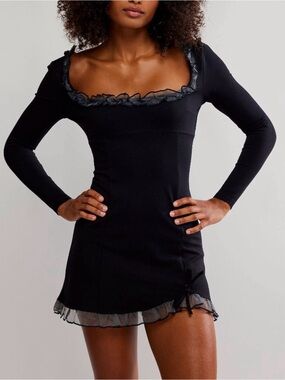 Lucette Mini Dress NWOT smoked black combo